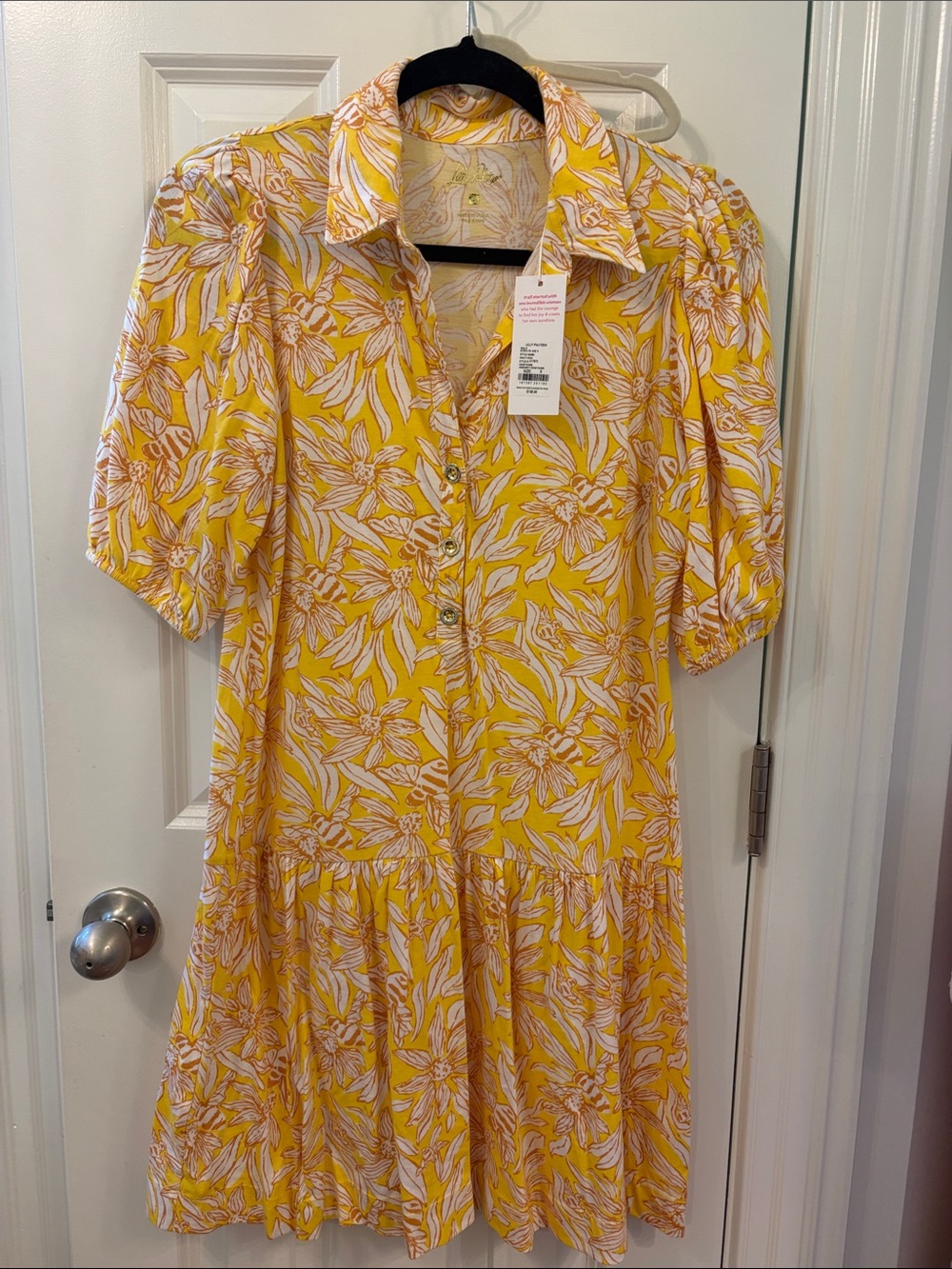 Lilly Pulitzer Yellow and White Floral Button-Front Dress